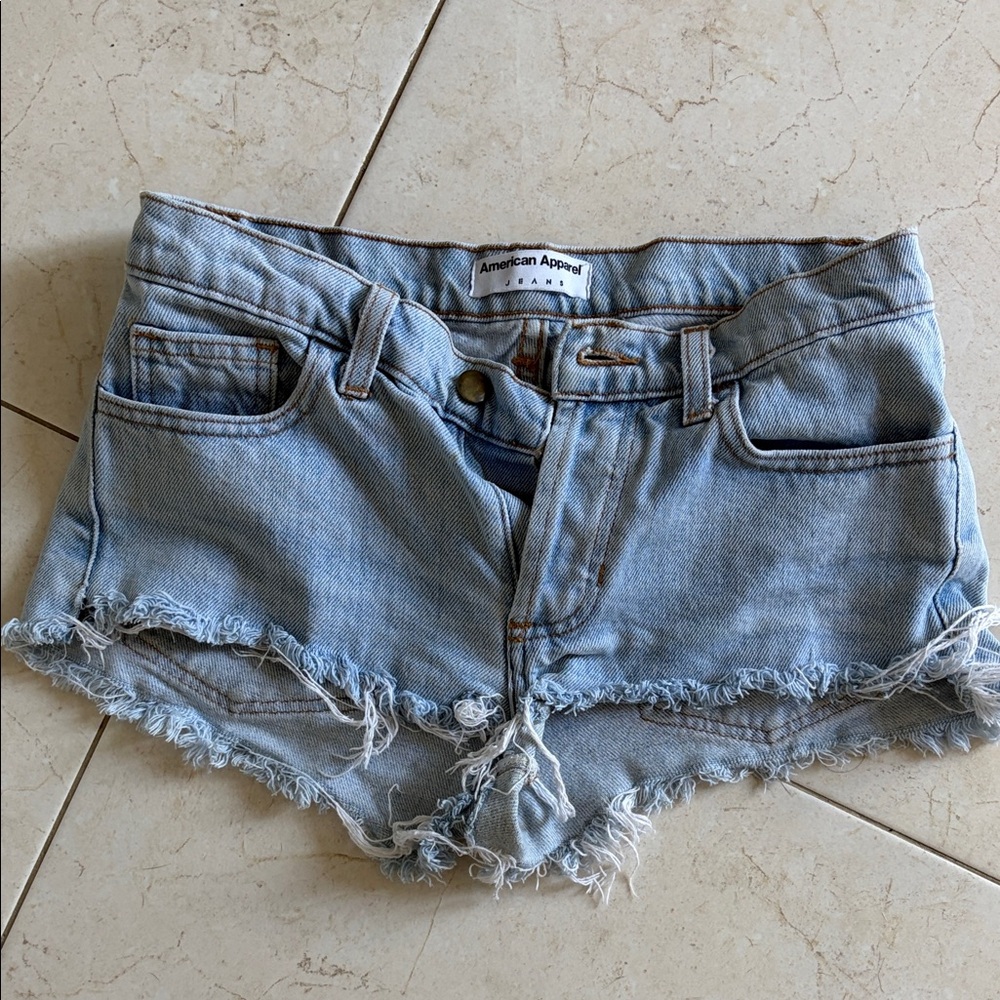 American Apparel Distressed Blue Jean Shorts